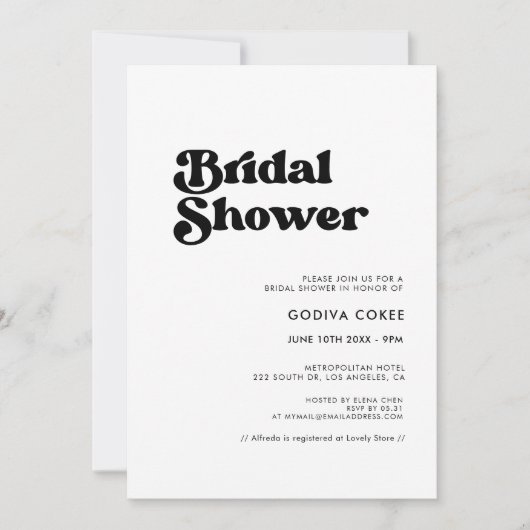 Invitation Soignée rétro noir & blanc (Devant)