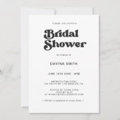 Invitation Soignée rétro noir & blanc douche nuptiale Invitat (Devant)