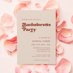 Invitation Soignée rétro pêche rose Bachelorette Party