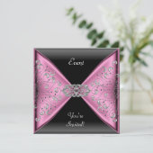 Invitation Soignée rose argent gris noir soirée événement (Debout devant)