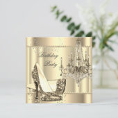 Invitation Soignée Royal Sepia Gold Cream Chandelier Party (Debout devant)