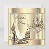 Invitation Soignée Royal Sepia Gold Cream Chandelier Party (Devant)