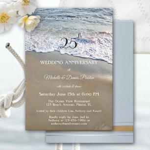 Invitation Soignée Simple Plage Mariage Anniversaire Fête