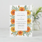 Invitation Soin Botanique de Souci Orange pour Mariage (Debout devant)
