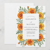 Invitation Soin Botanique de Souci Orange pour Mariage (Devant / Derrière)