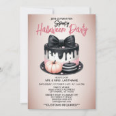 Invitation Soin de gâteau rose noire de la fête d'Halloween É (Devant)
