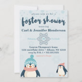 Invitation Soins d'accueil pour bébé Pingouin moelleux / Douc (Devant)