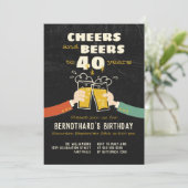 Invitation Soins Et Bières À 40 Ans Retro Cartoon (Debout devant)