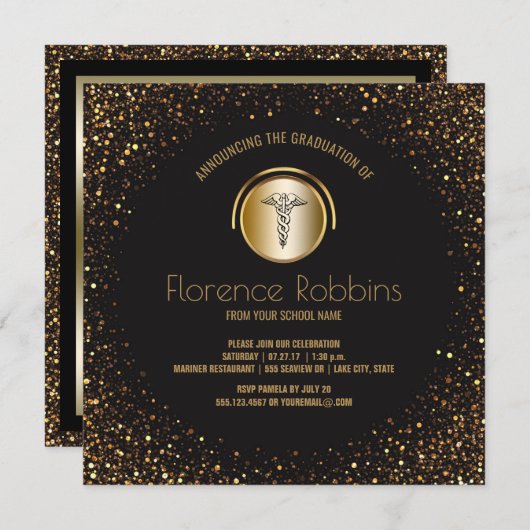 Invitation Soins infirmiers | Cérémonie d'épinglage d'or (Devant / Derrière)