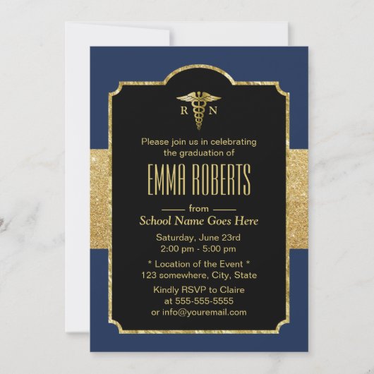 Invitation Soins infirmiers de la fête de graduation Élégante (Devant)