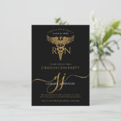 Invitation Soins infirmiers moderne Jeu d'or Script noir (Debout devant)