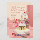 Invitation Soins sucrés fête d'anniversaire (Devant / Derrière)