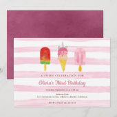 Invitation Soins sucrés Filles roses fête d'anniversaire (Devant / Derrière)