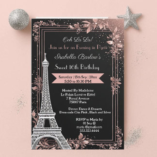 Invitation Soir à Paris Tour Eiffel Anniversaire Douce 16 Ans