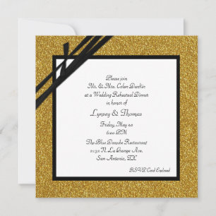 Invitation Soir Elegant Mariage de Parties scintillant Or