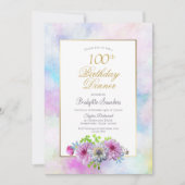Invitation Soirée 100e anniversaire de Floral rose (Devant)