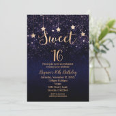 Invitation Soirée 16 étoile Gold Purple Sparkle Party (Debout devant)