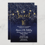 Invitation Soirée 16 étoiles Gold Blue Sparkle Sky Party<br><div class="desc">Customisez les deux côtés comme vous voulez,  pour n'importe quel événement.</div>