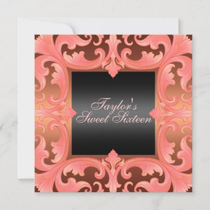 Invitation Soirée 16 poches Damas Conception Anniversaire