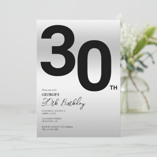 Invitation Soirée 30e anniversaire stylish (Debout devant)