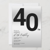 Invitation Soirée 40e anniversaire en argent élégant (Devant)