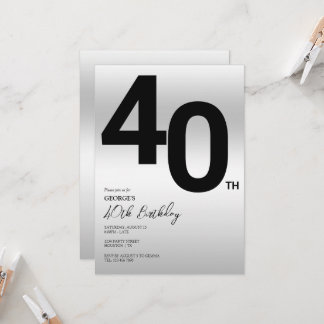 Invitation Soirée 40e anniversaire en argent élégant