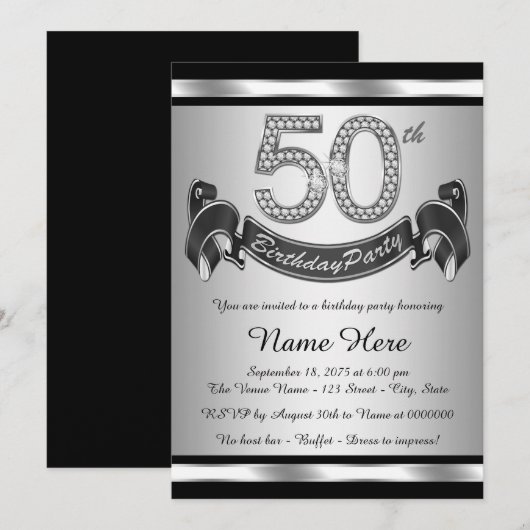 Invitation Soirée 50e anniversaire (Devant / Derrière)