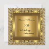 Invitation Soirée 50e anniversaire de l'Elégant Gold Mariage (Devant)