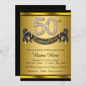 Invitation Soirée 50e Anniversaire Gold (Devant / Derrière)