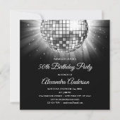 Invitation Soirée 50e anniversaire Silver Disco Ball (Devant)