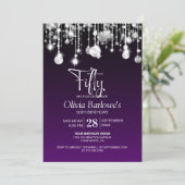 Invitation Soirée 50e Anniversaire violet élégant (Debout devant)