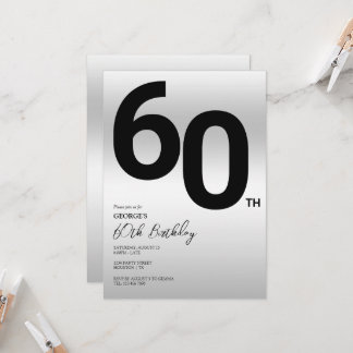 Invitation Soirée 60e anniversaire en argent élégant