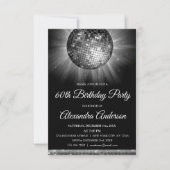 Invitation Soirée 60e anniversaire Silver Disco Ball (Devant)