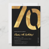 Invitation Soirée 70e anniversaire noir et or élégant (Devant)
