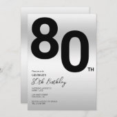 Invitation Soirée 80e anniversaire stylish (Devant / Derrière)
