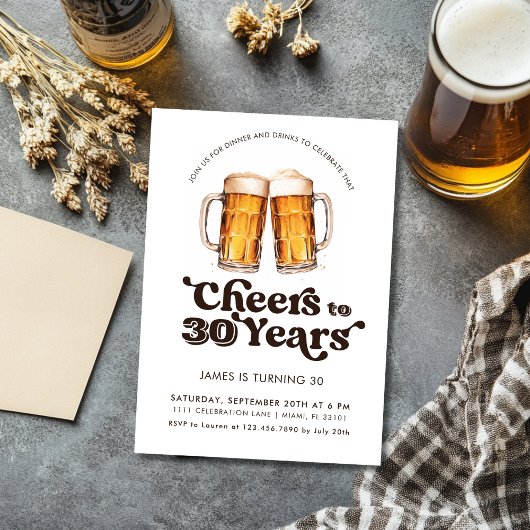 Invitation Soirée à 30 ans bière adulte 30e anniversaire