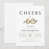 Invitation Soirée à 60 ans élégant moderne classe anniversair (Devant / Derrière)