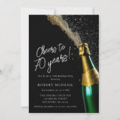 Invitation Soirée à 70 ans Bouteille de Champagne Anniversair (Devant)