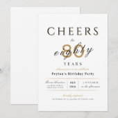 Invitation Soirée à 80 ans élégant moderne classe anniversair (Devant / Derrière)
