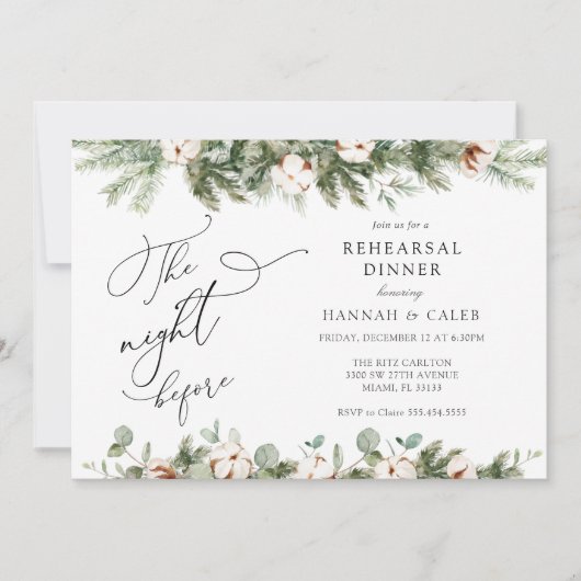 Invitation Soirée À feuillage persistant Eucalyptus Avant Le  (Devant)