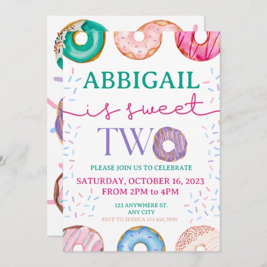 Invitation Soirée à la beigne douce deux 2e anniversaire (Devant / Derrière)
