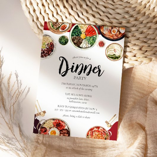 Invitation Soirée à thème de cuisine coréenne