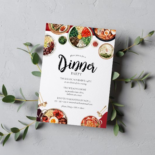 Invitation Soirée à thème de cuisine coréenne
