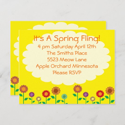 Invitation Soirée à thème Printemps Vintage (Devant / Derrière)