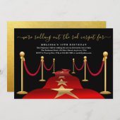 Invitation Soirée à thème Tapis rouge avec Faux Gold Foil (Devant / Derrière)