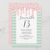 Invitation Soirée Anniversaire avec goutte rose (Devant / Derrière)