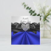 Invitation Soirée Anniversaire Bleu Noir Blanc Diamant (Debout devant)