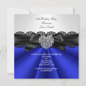 Invitation Soirée Anniversaire Bleu Noir Blanc Diamant (Dos)