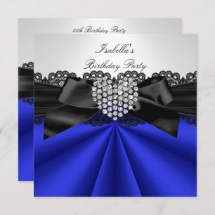 Invitation Soirée Anniversaire Bleu Noir Blanc Diamant