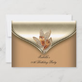 Invitation Soirée Anniversaire Caramel Beige Or (Devant)